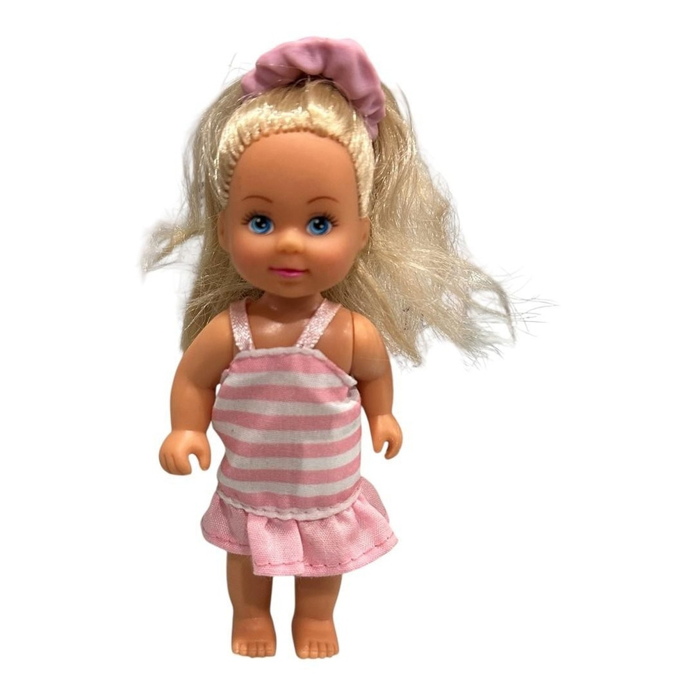 Simba Chelsea Doll 5 Inch Pink Striped Dress Blue Eyes Ponytail Toddler